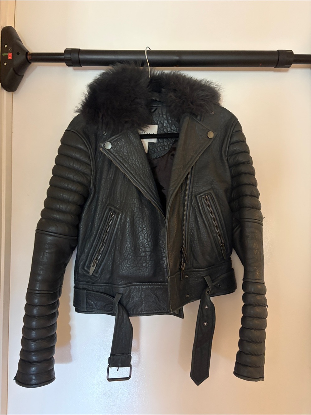 The Arrivals Faux-Fur Collar Biker Jacket